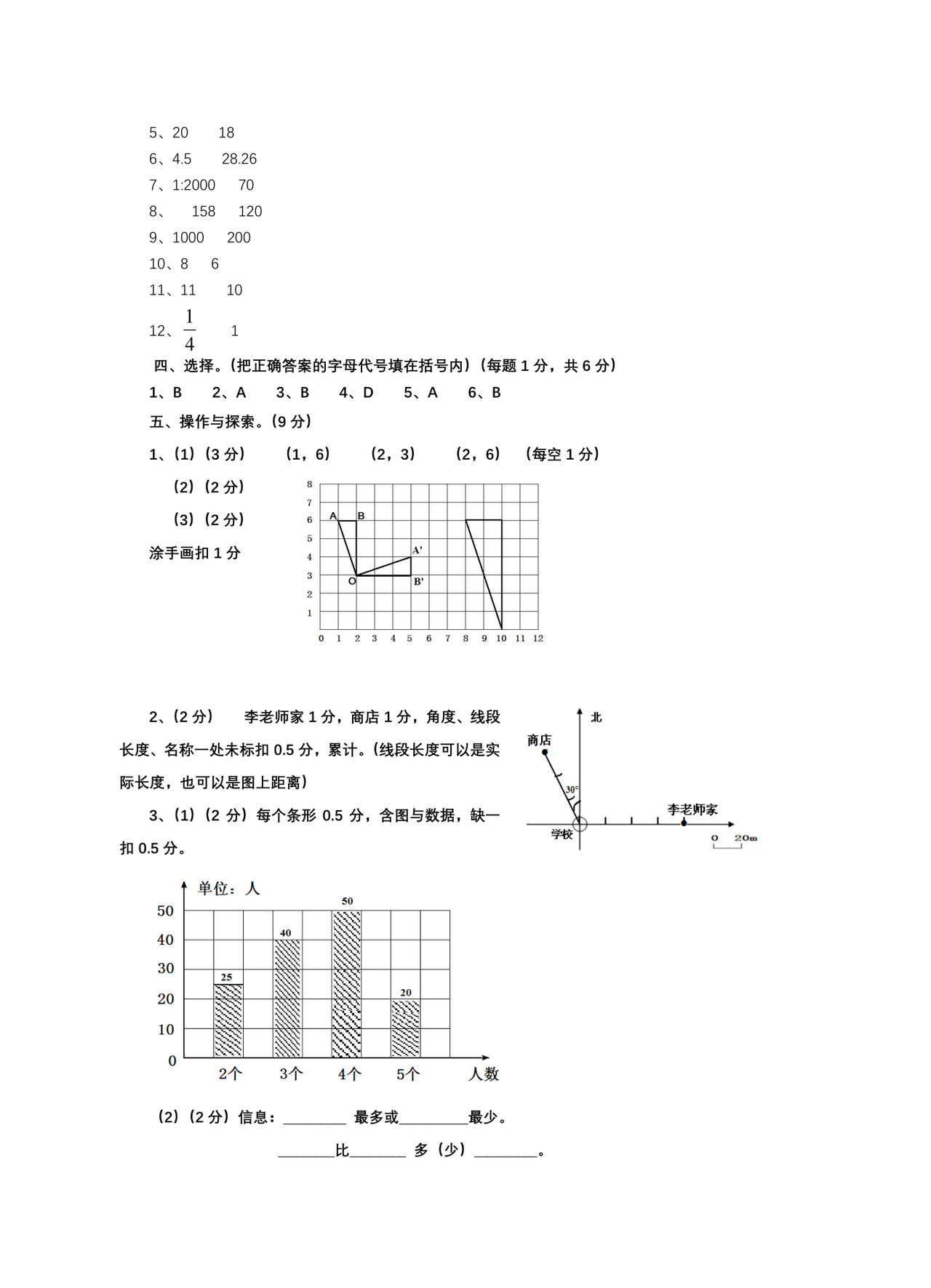 人教版小学六年级下册数学期末试卷及答案.doc