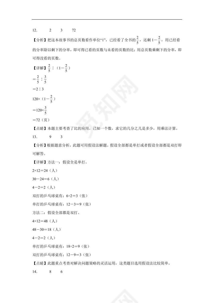 苏教版六年级下册数学第三单元解决问题的策略填空题训练.docx