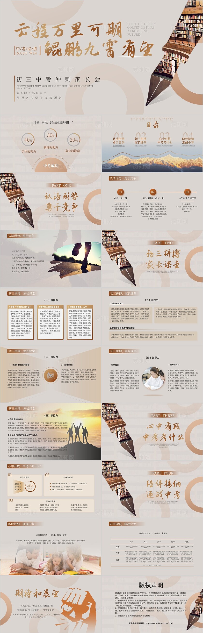 简约动态中考前家长会初三中考冲刺PPT