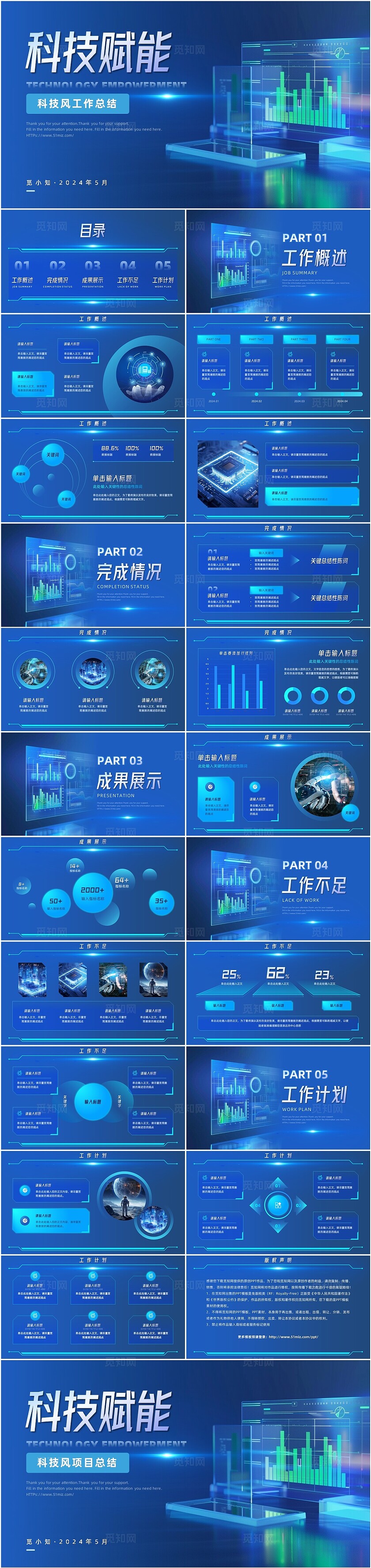 蓝色大气互联网科技风工作总结项目汇报通用PPT模版