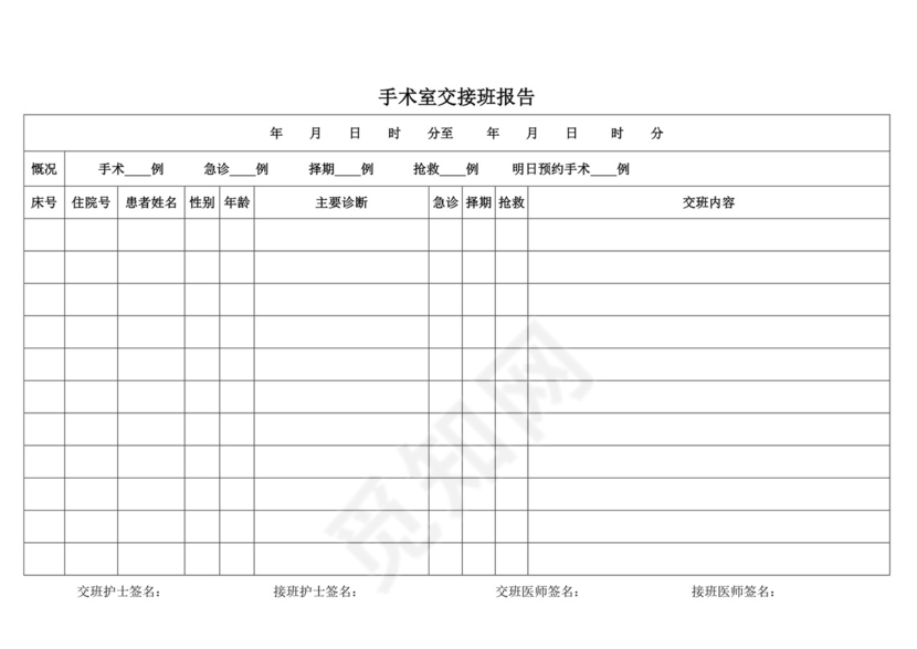 手术室交接班登记本.doc