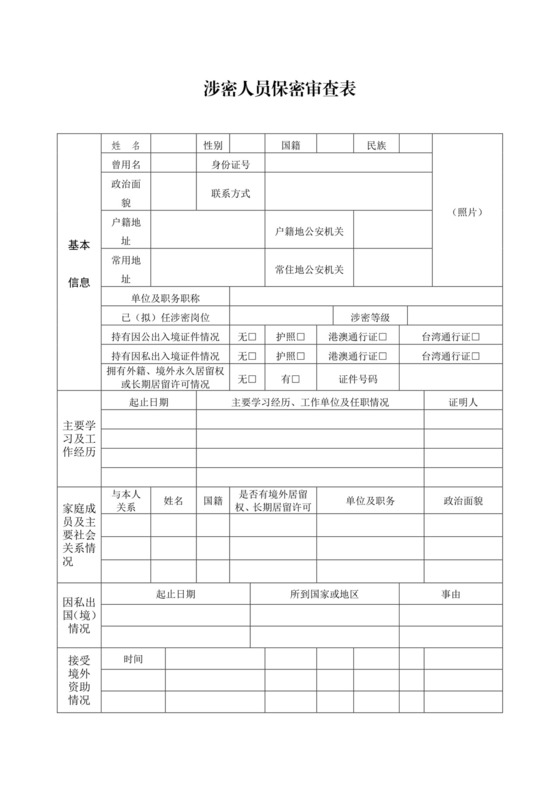 涉密人员保密审查表.doc