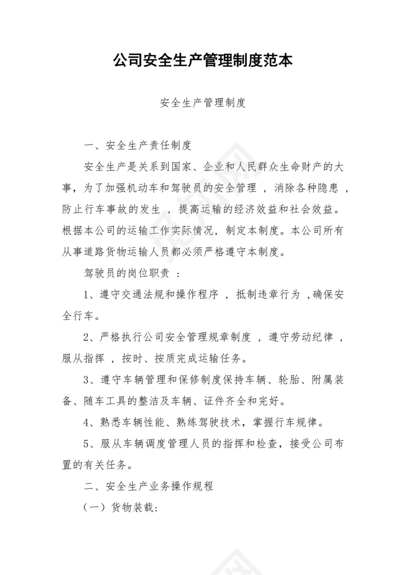 公司安全生产管理制度范本.doc