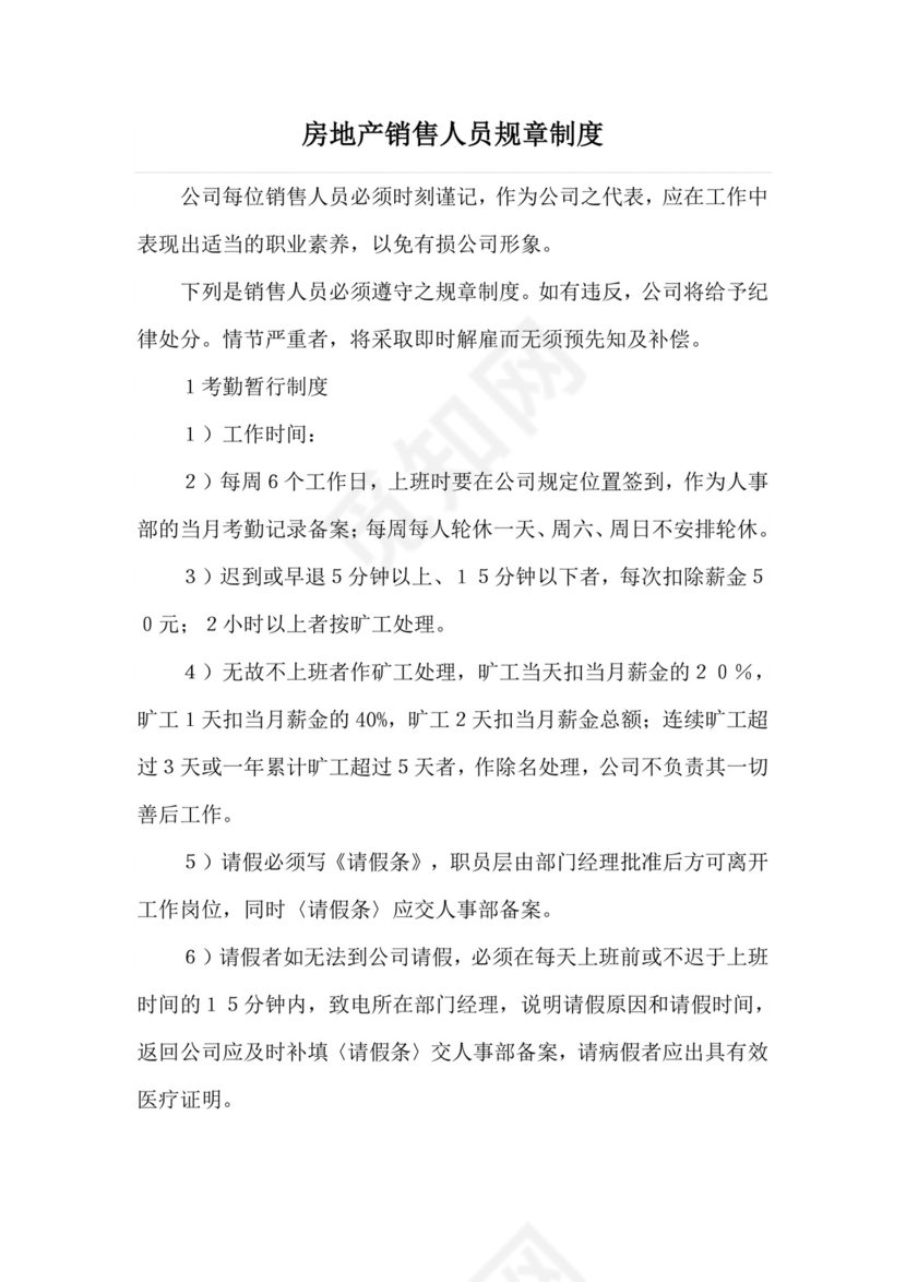 房地产销售人员规章制度.docx