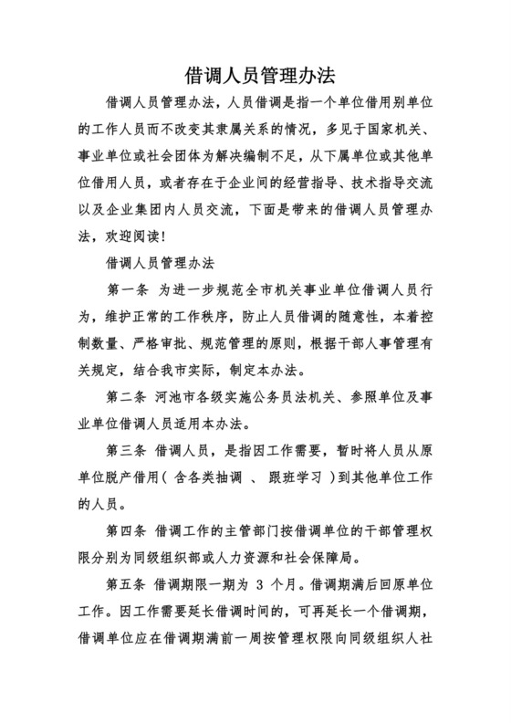 借调人员管理办法.doc