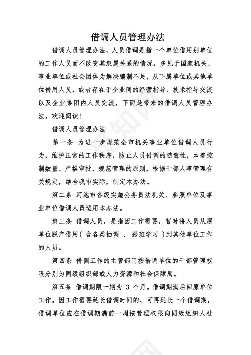 借调人员管理办法.doc