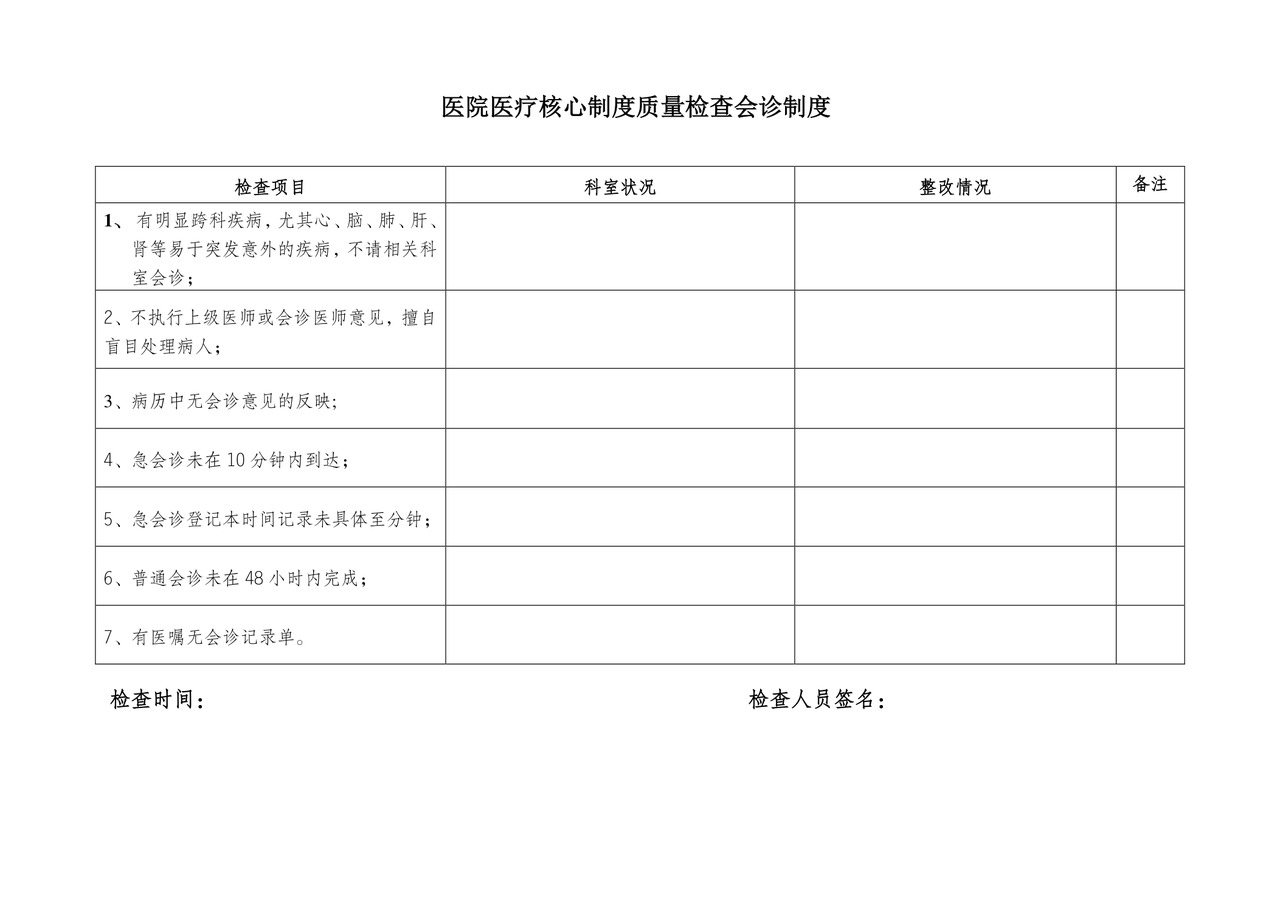 医疗核心制度检查.doc