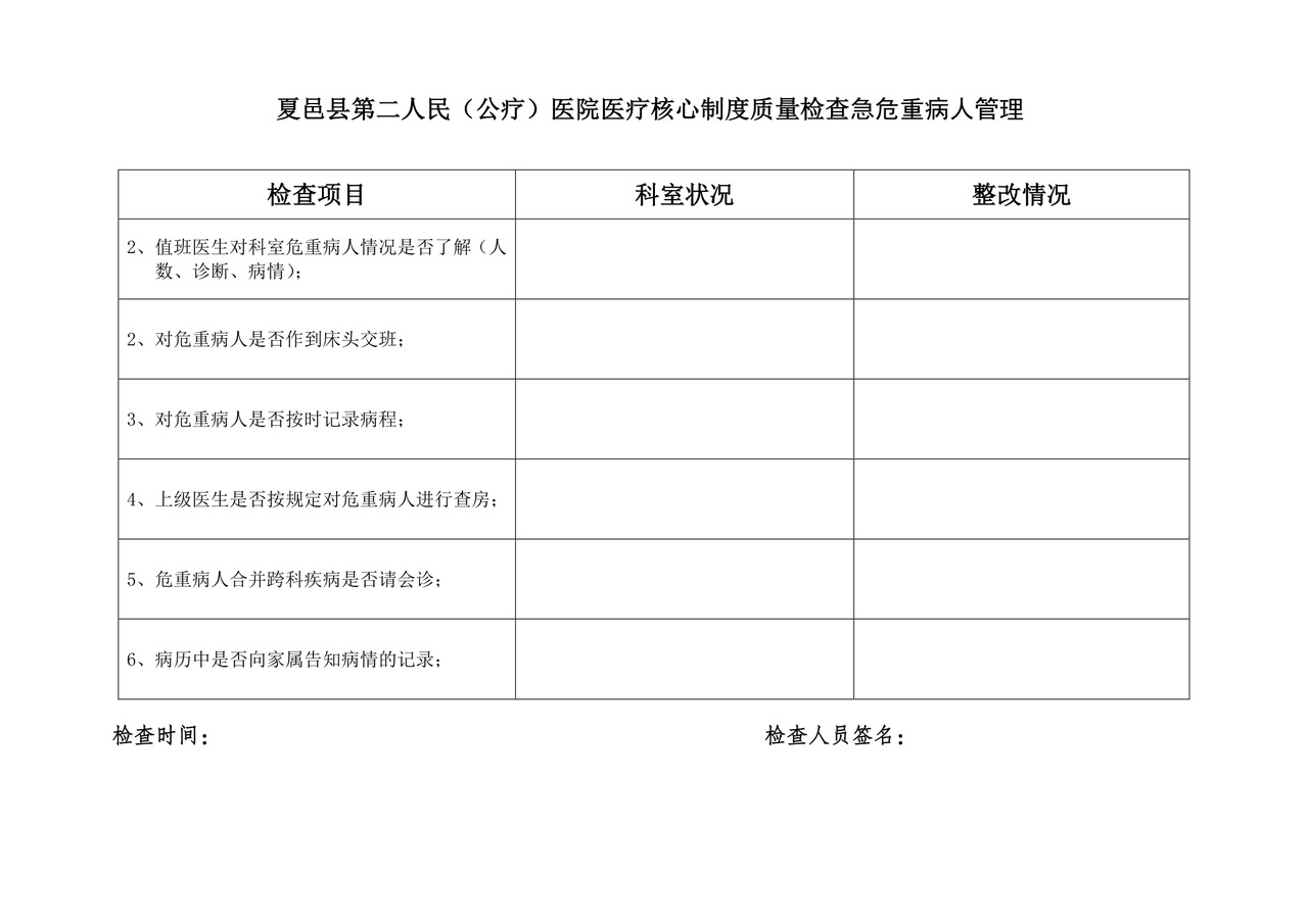 医疗核心制度检查.doc
