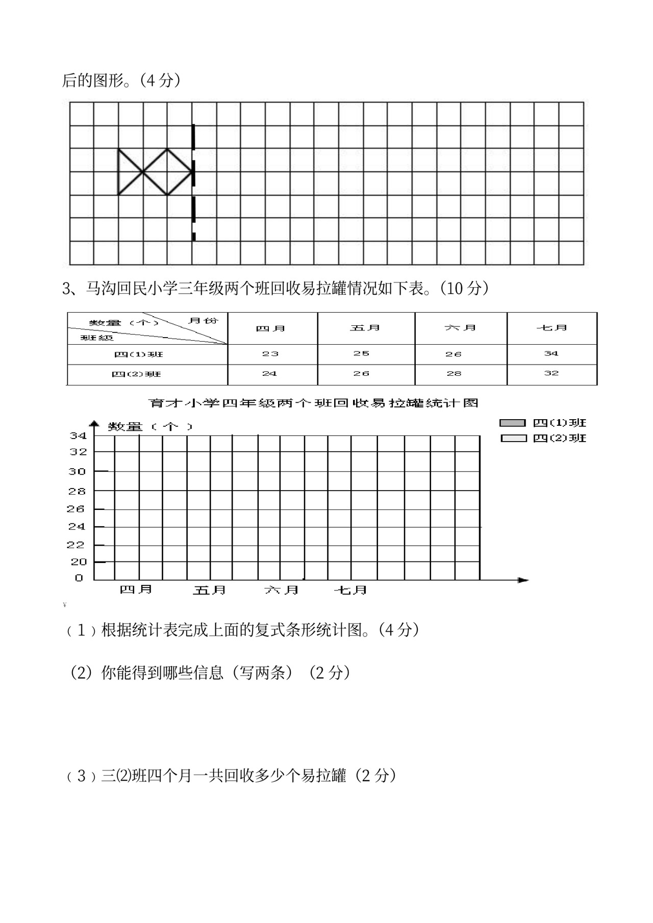 四年级下册数学期中考试试卷.doc