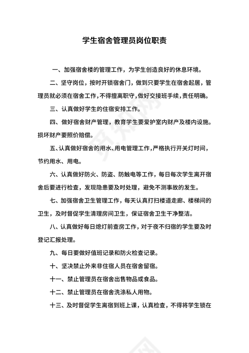 学生宿舍管理员岗位职责.docx