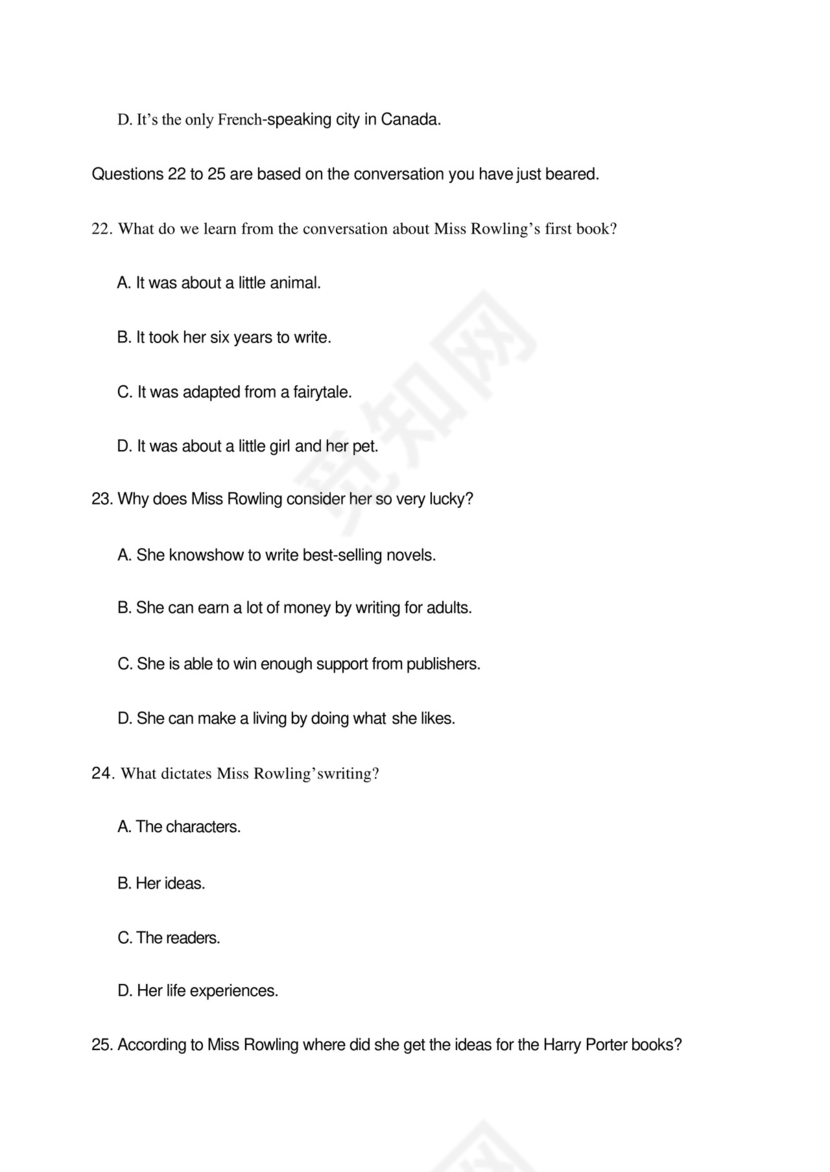 2023年12月大学英语四级CET4真题试卷含答案.docx