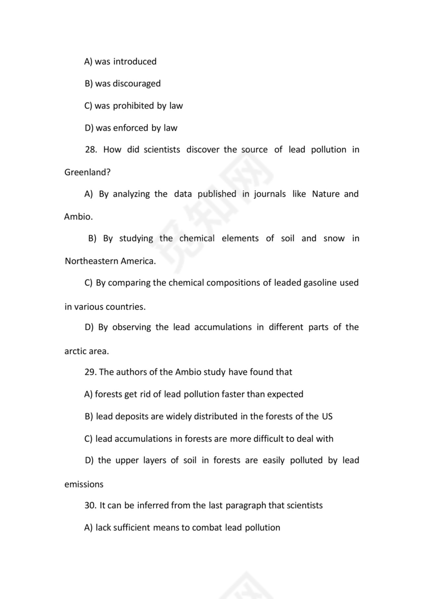 大学英语四级考试试题真题(9).docx
