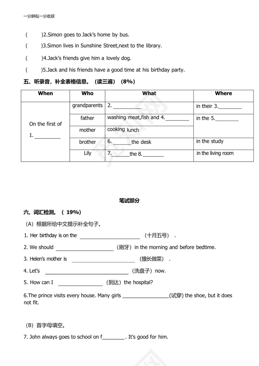 译林小学英语五年级下册期末测试卷(3份).docx