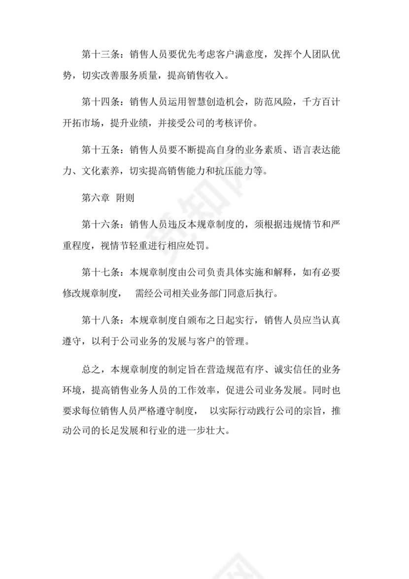销售人员管理规章制度.docx