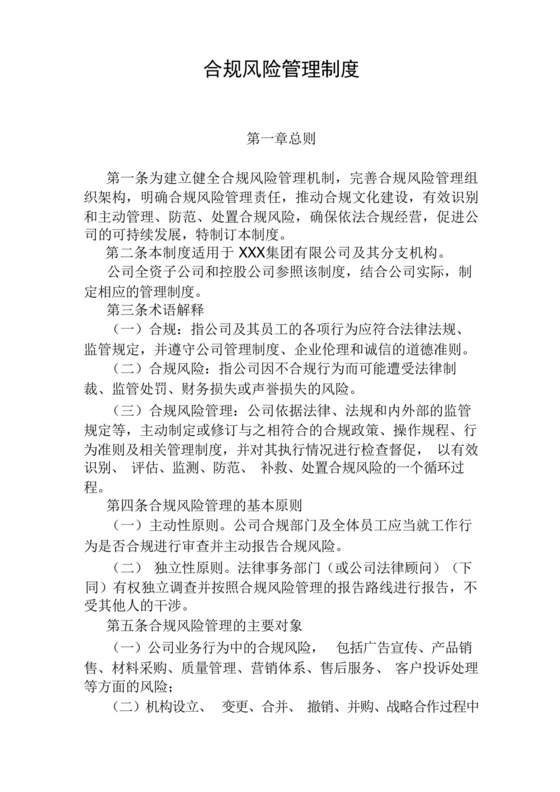 集团公司合规风险管理制度.docx