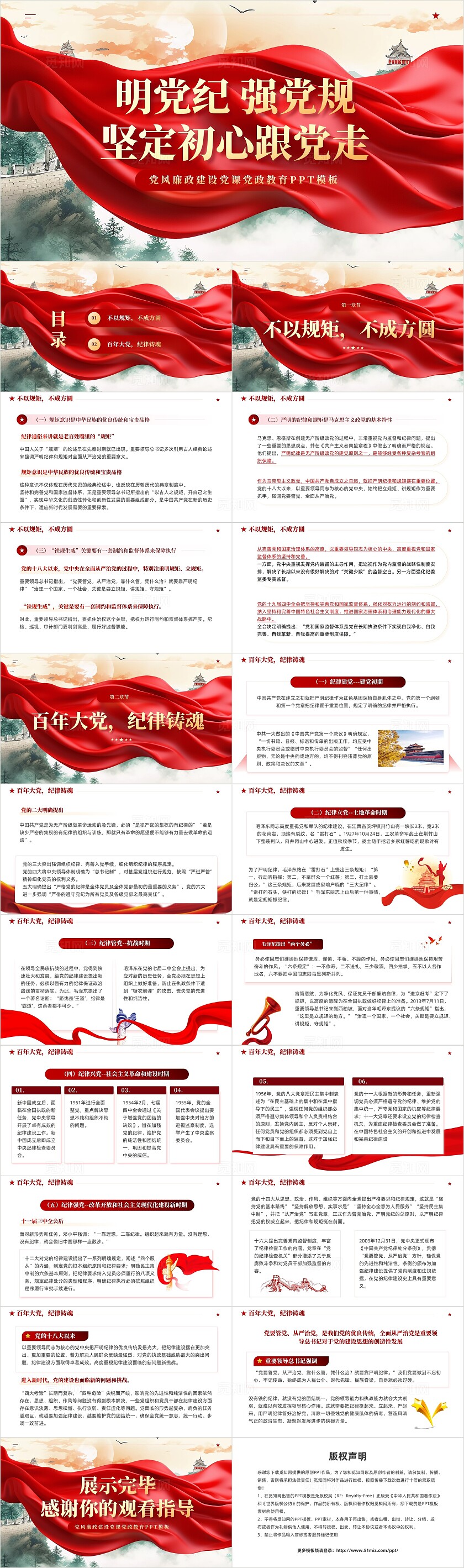 红色党建明党纪强党规坚定初心跟党走教育学习课件PPT