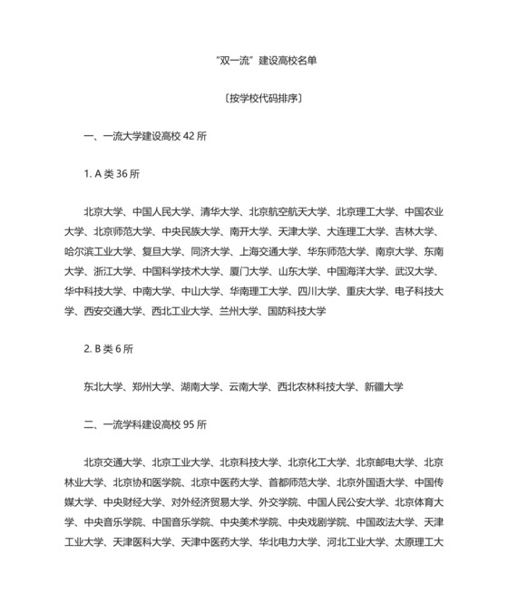 双一流建设高校和双一流建设学科名单.docx