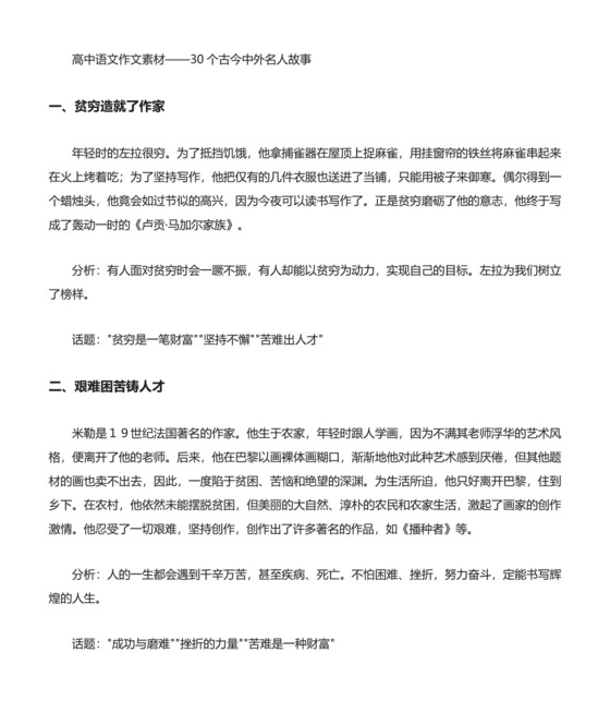 高中语文作文素材30个古今中外名人故事.doc