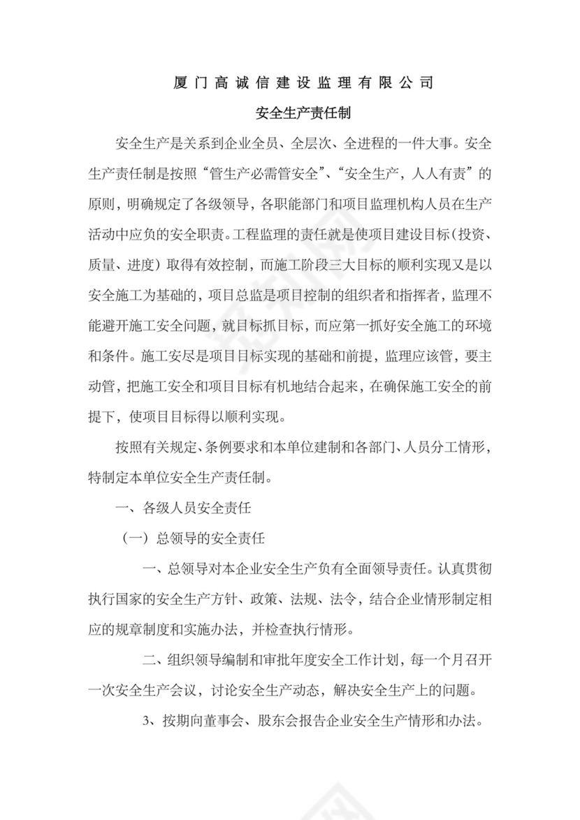 安全生产责任制(公司.docx