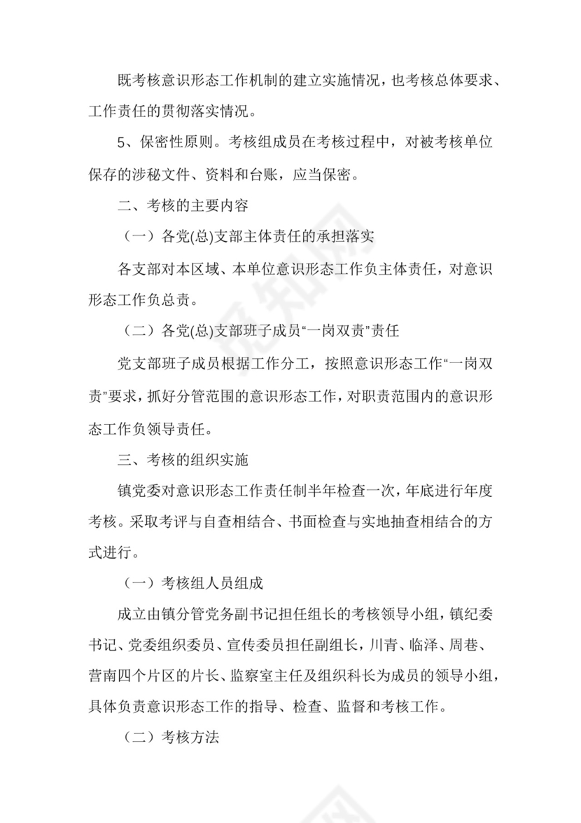 镇落实意识形态工作责任制考核办法.docx