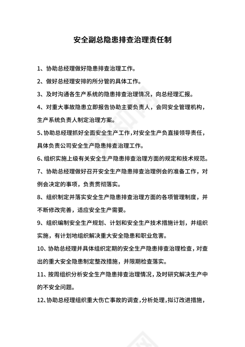 安全副总隐患排查治理责任制.docx