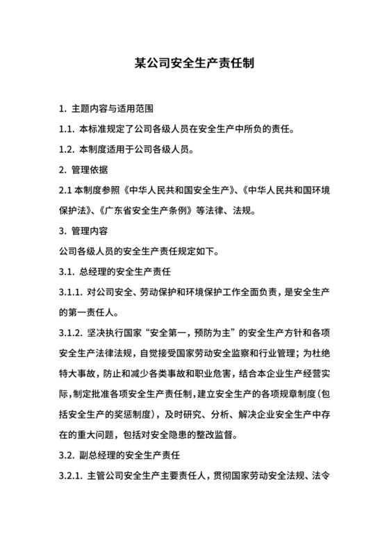 某公司安全生产责任制.docx