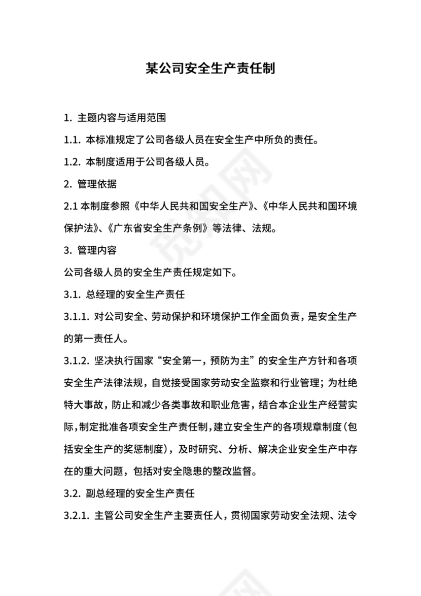某公司安全生产责任制.docx
