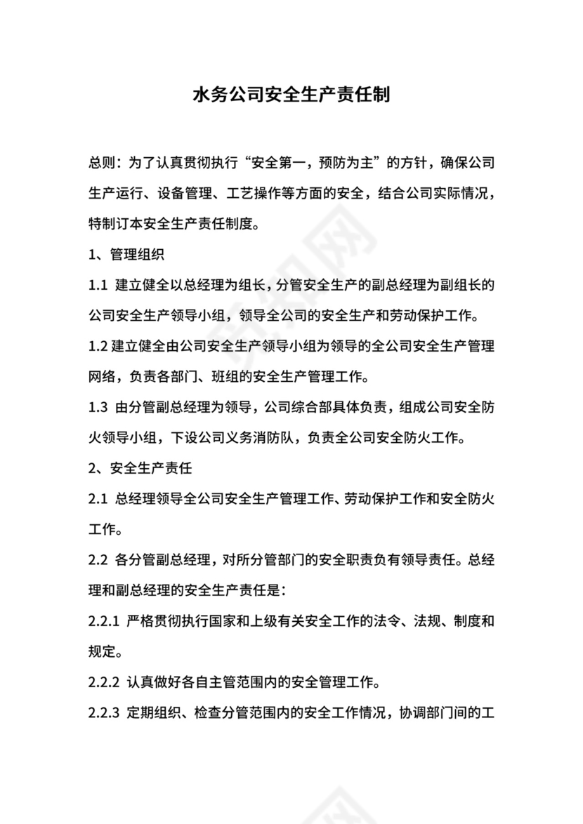 水务公司安全生产责任制.docx