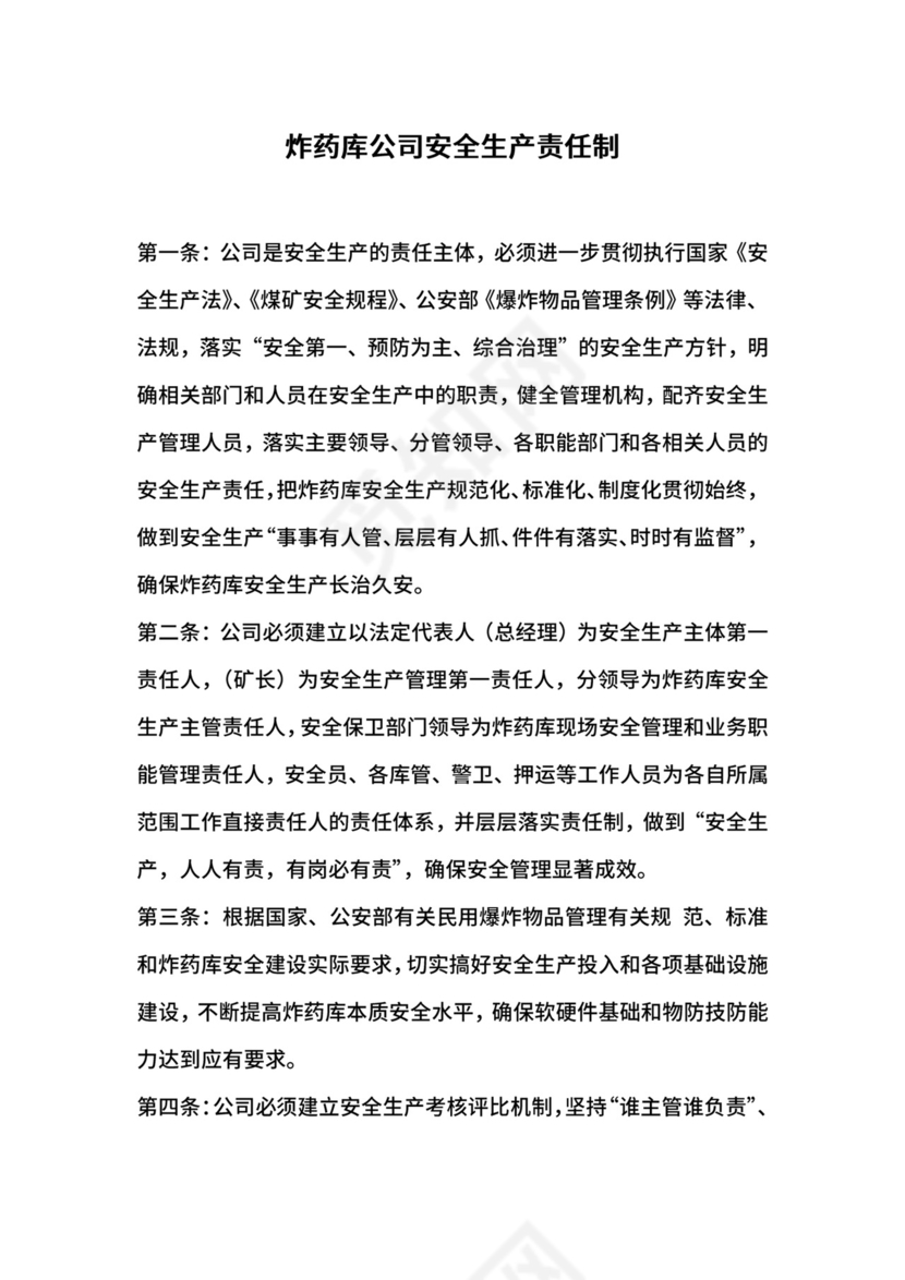 炸药库公司安全生产责任制.docx