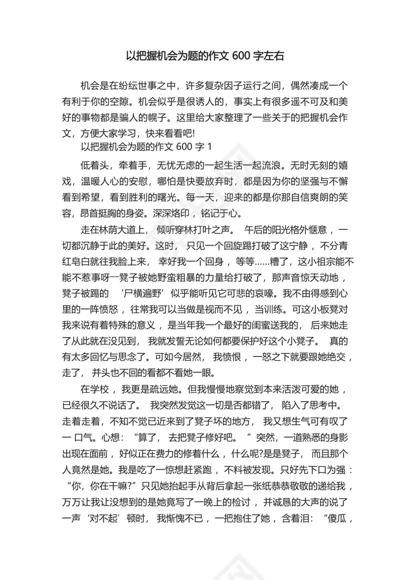 以把握机会为题的作文600字左右.docx