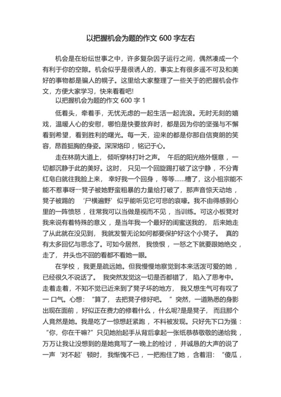 以把握机会为题的作文600字左右.docx