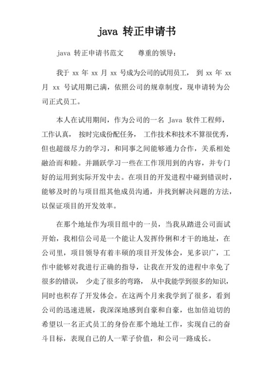 大气版java转正申请书.docx