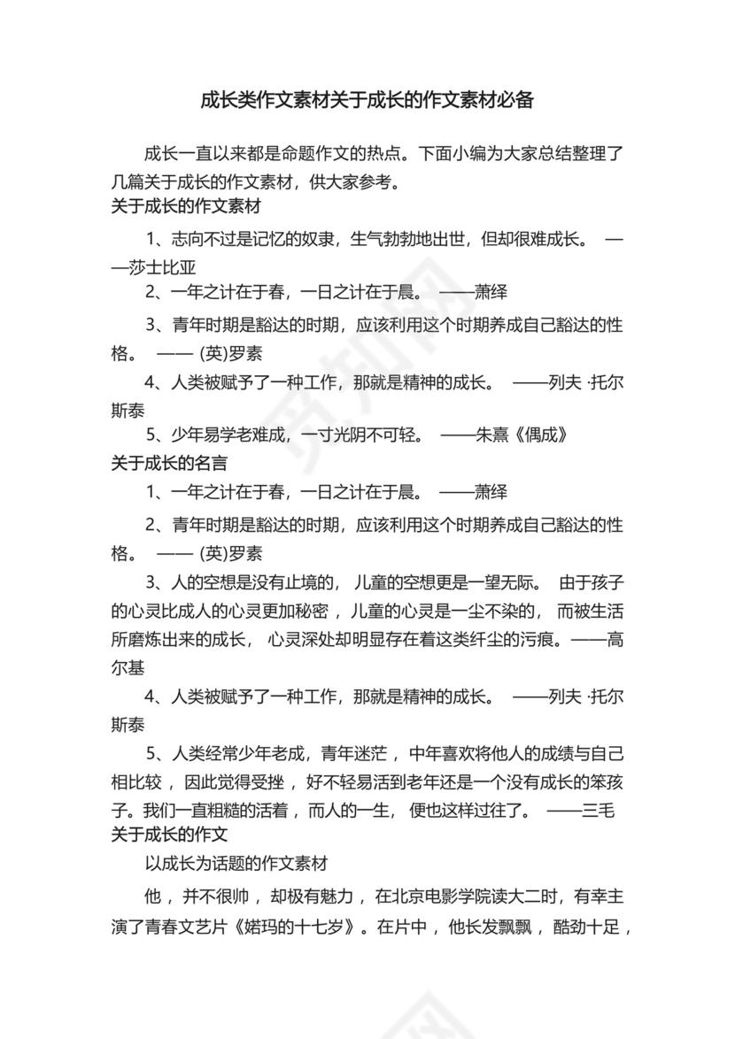 成长类作文素材关于成长的作文素材必备.docx