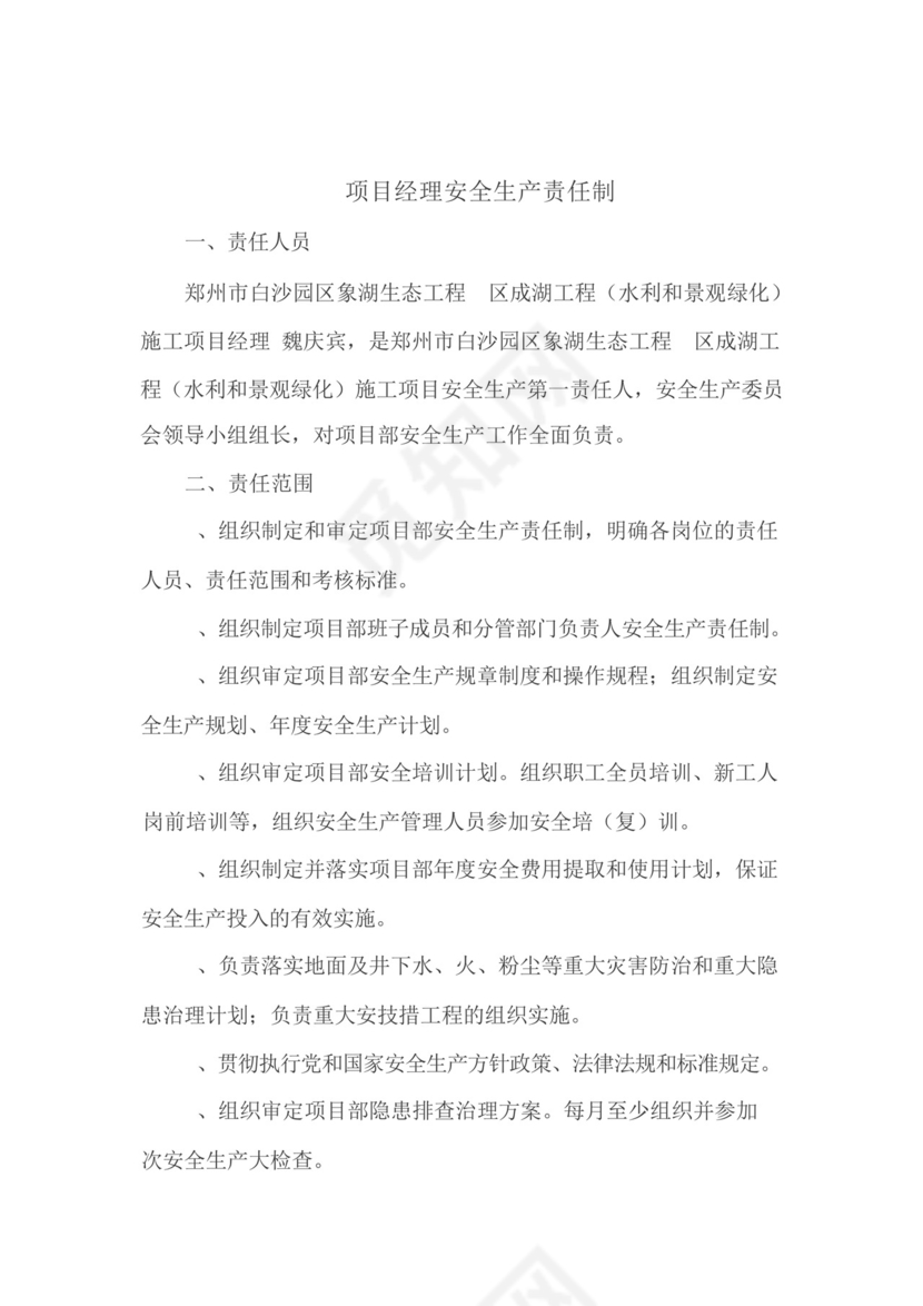 水利工程施工安全生产责任制及考核标准.docx