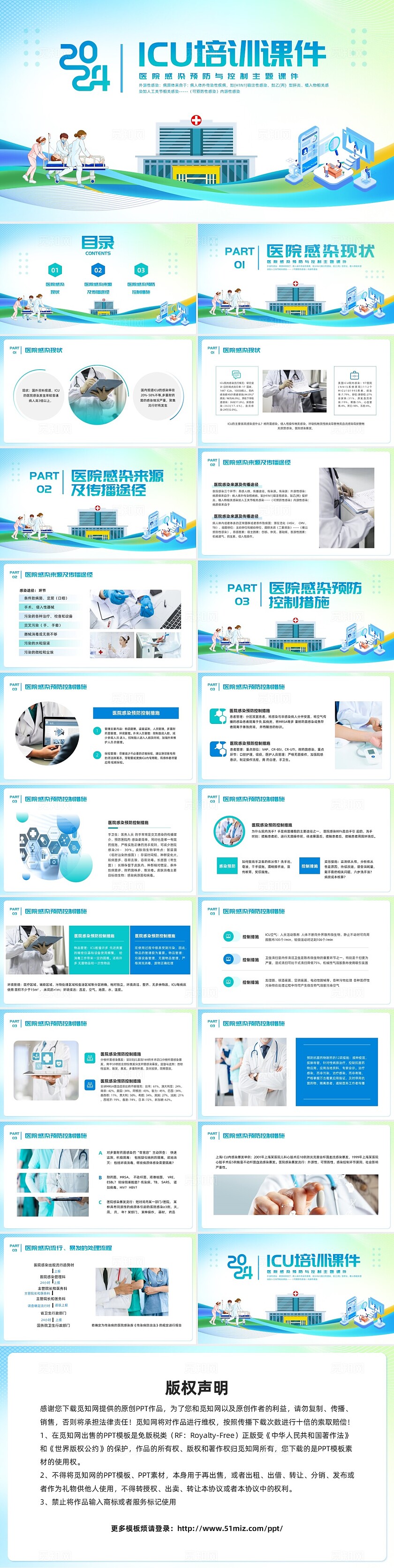 蓝色简约icu培训课件PPT模板宣传PPT动态PPT