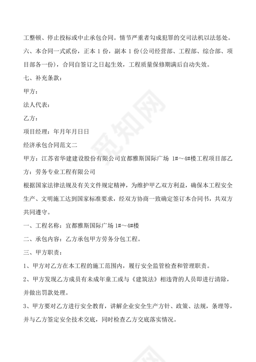 经济承包合同格式.docx