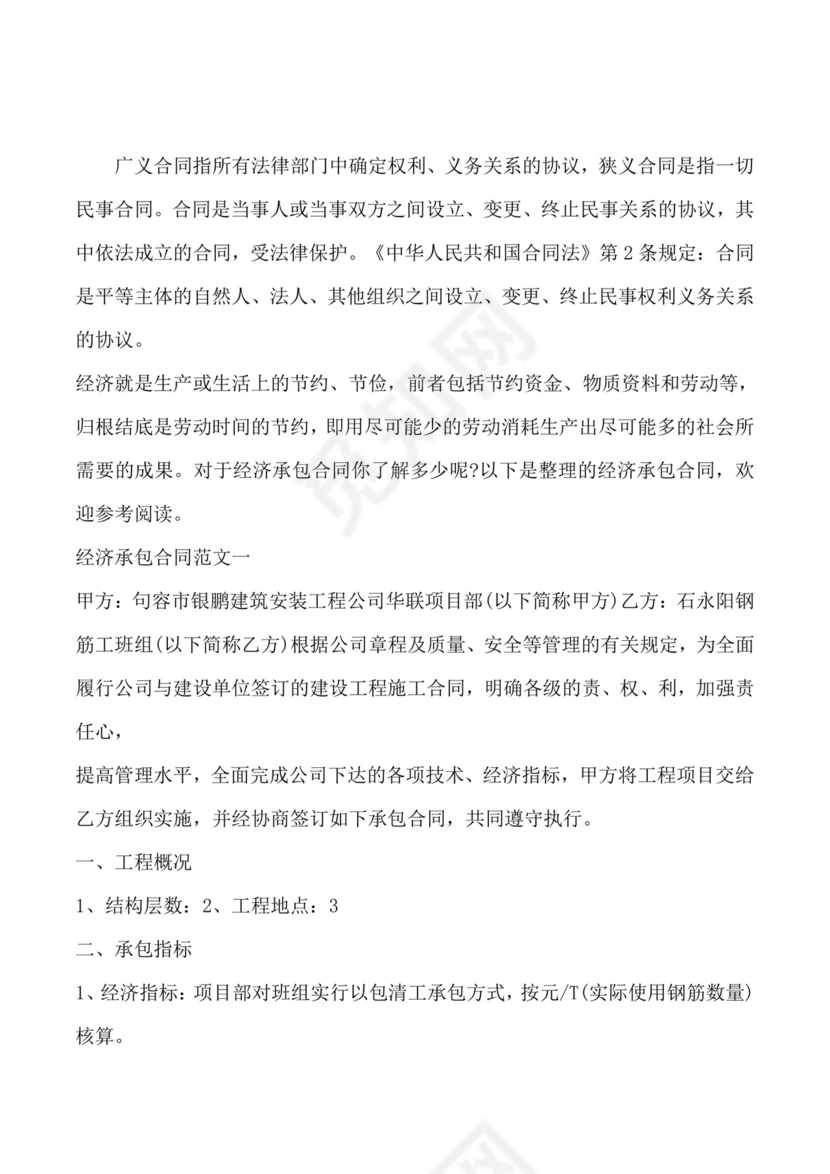 经济承包合同格式.docx