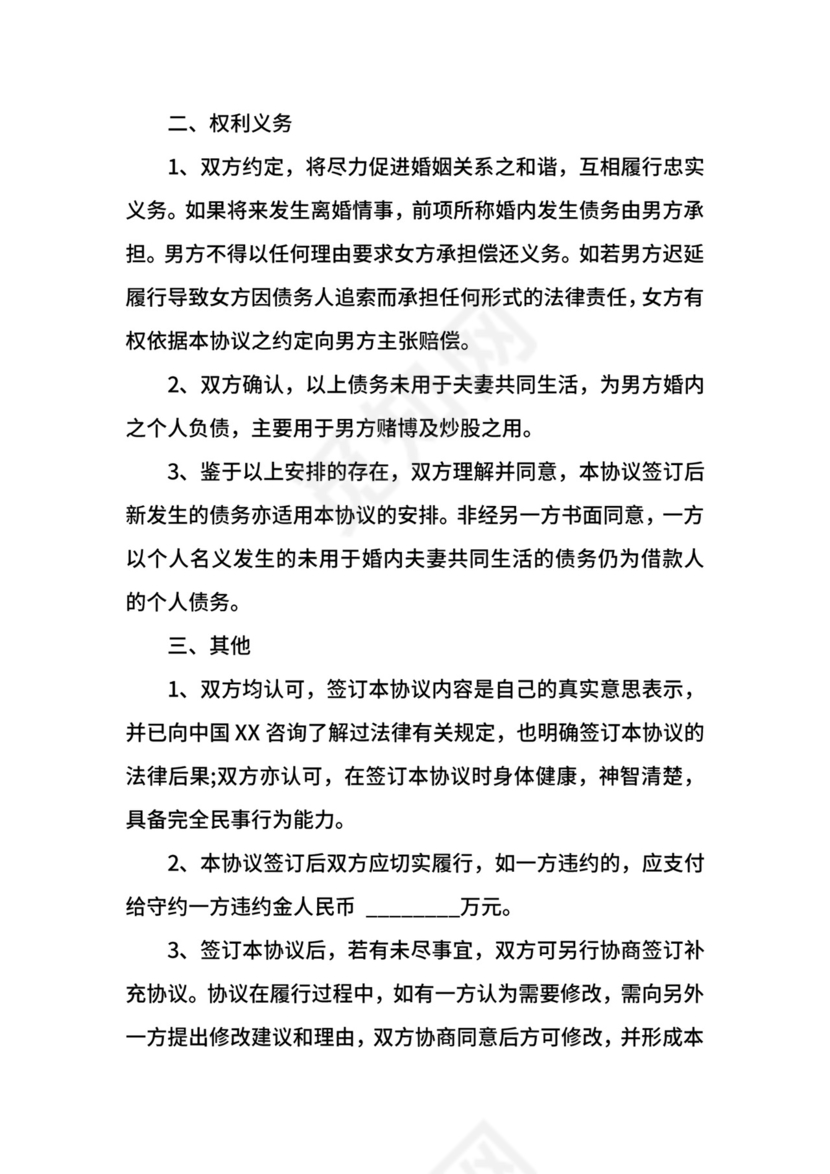 婚内债务归属协议.docx