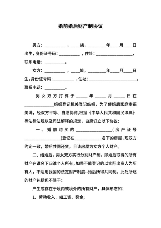 婚前婚后财产制协议.docx