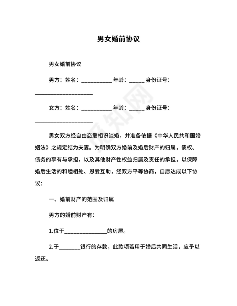 男女婚前协议.docx