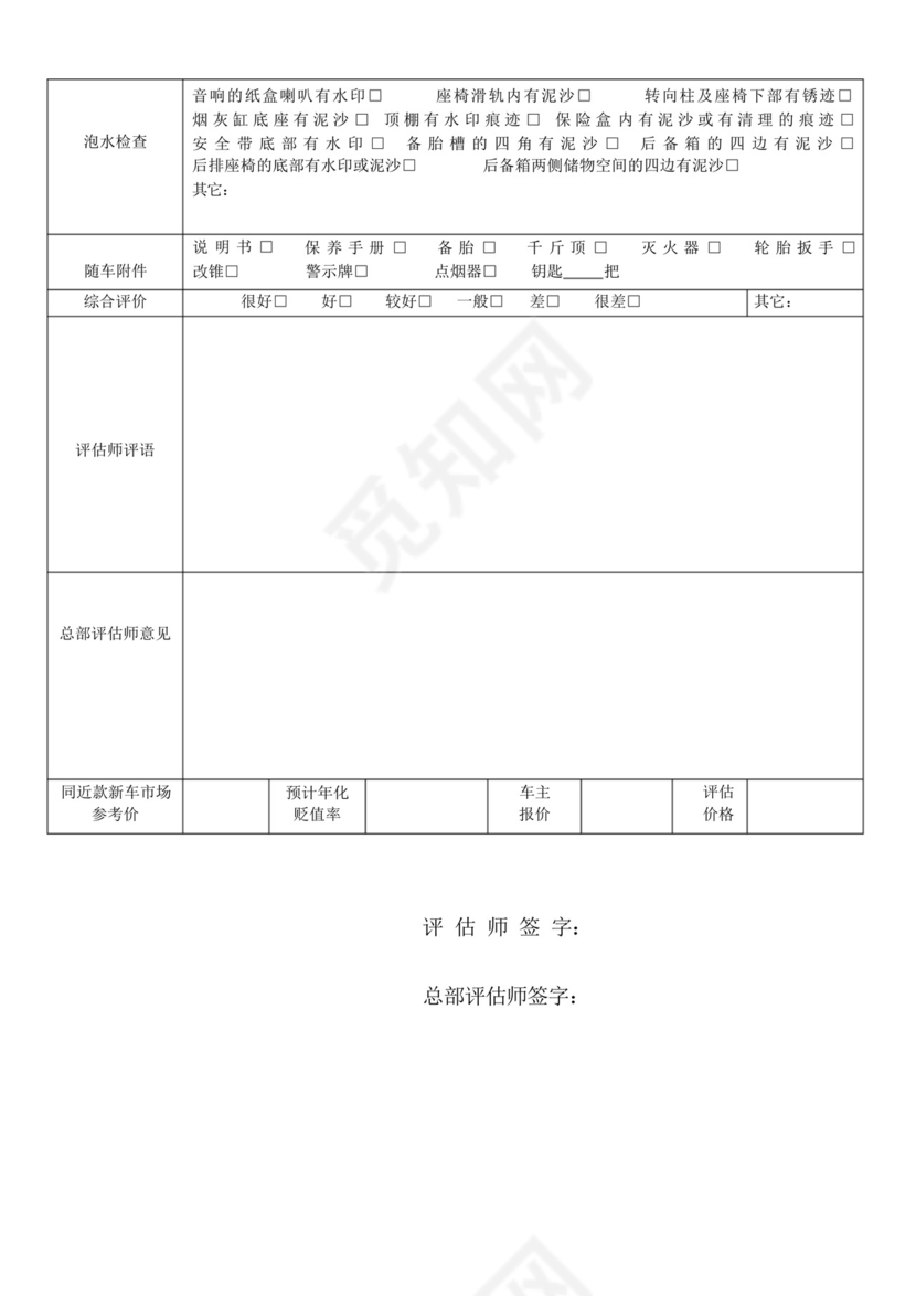 公司二手车鉴定评估报告表(模板).docx