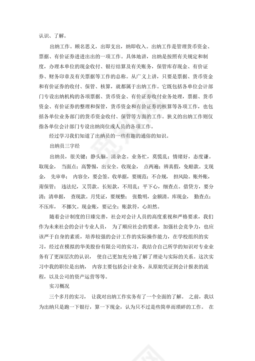 出纳实习总结3000字.docx