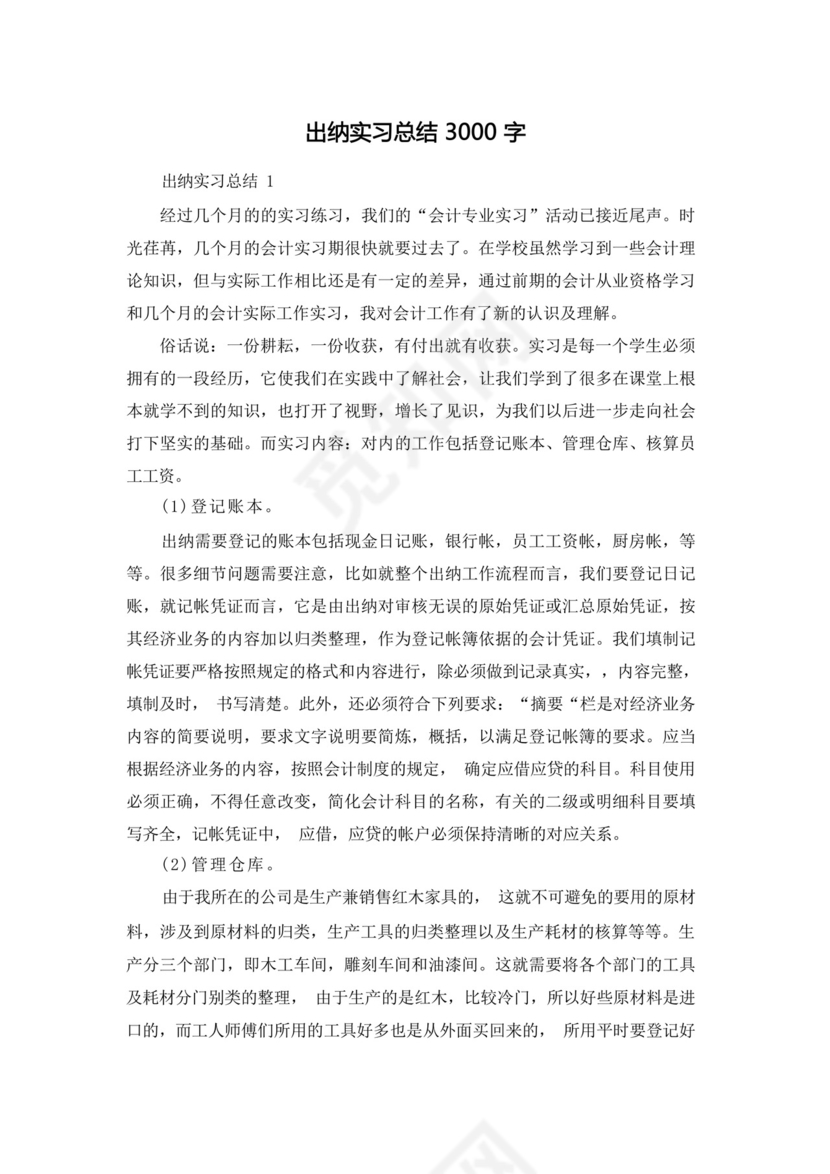 出纳实习总结3000字.docx