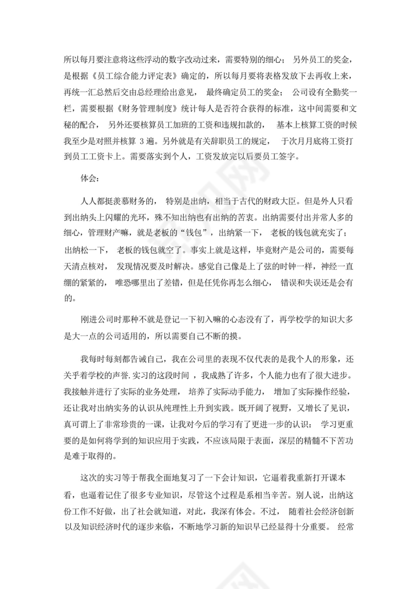 出纳实习总结6篇.docx