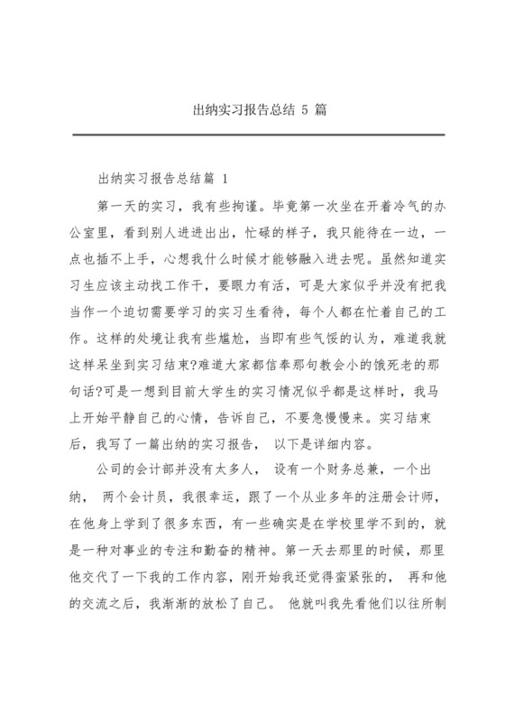 出纳实习报告总结5篇.docx