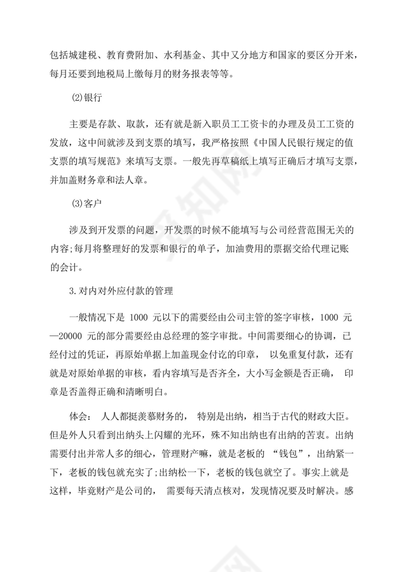 出纳岗位的实习总结.docx