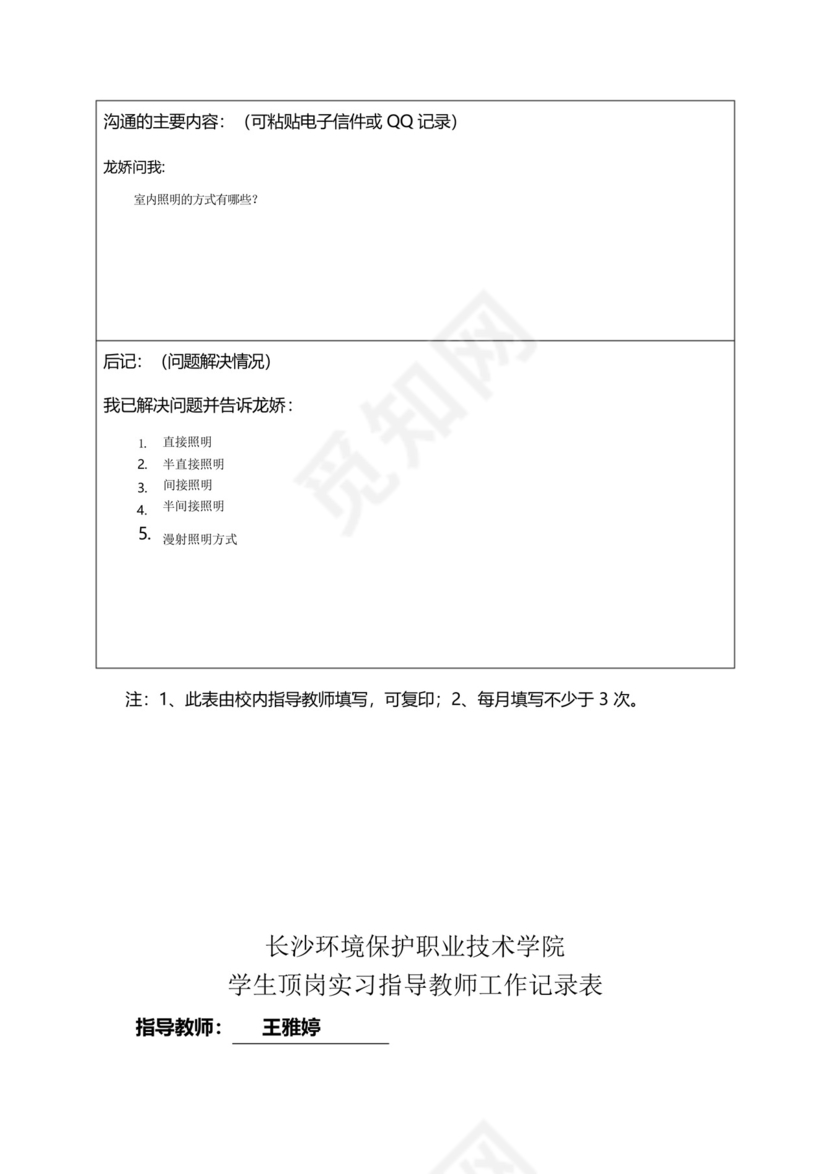 学生顶岗实习指导教师工作记录表..docx