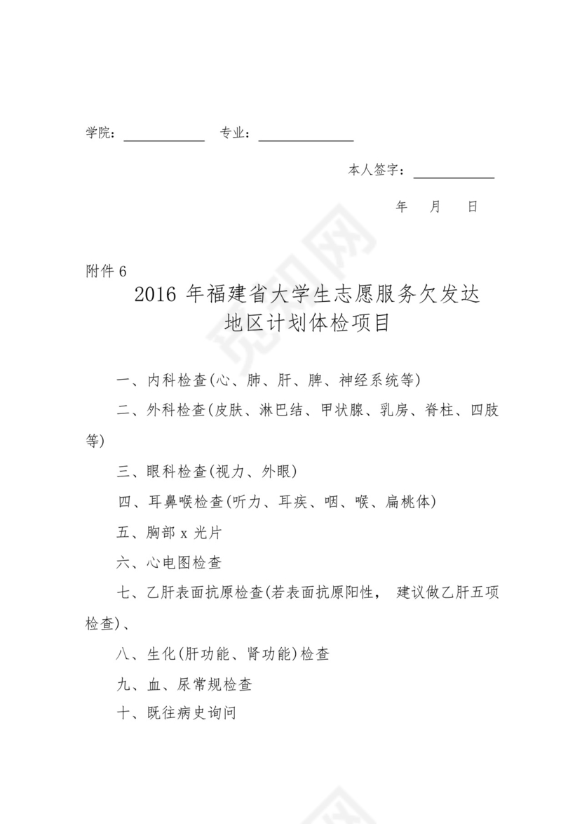 福建省大学生志愿服务欠发达地区计划报名登记表【模板】.docx
