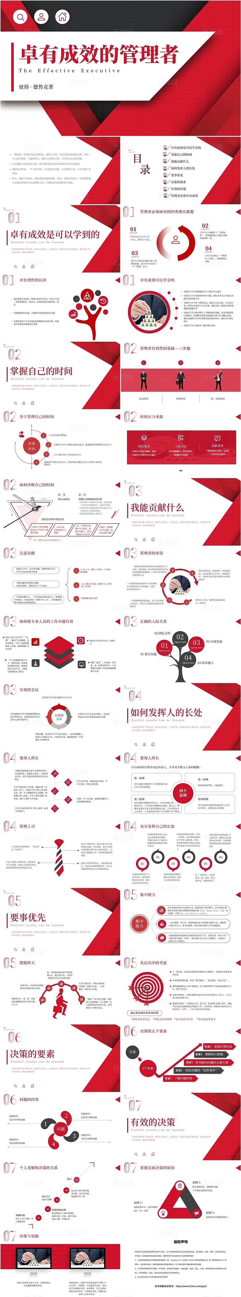 红色简约卓有成效的管理者ppt模版读书分享管理