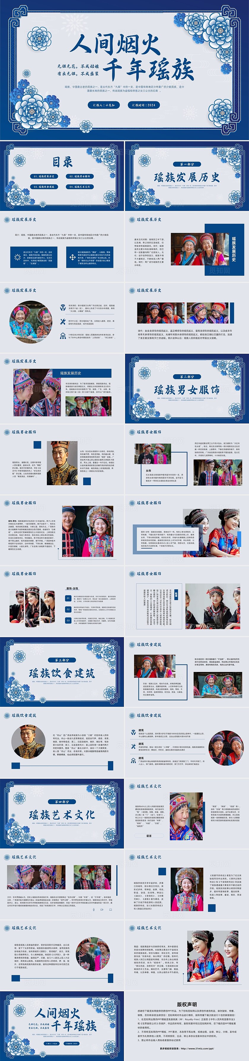 蓝色中国风实拍瑶族PPT模板宣传PPT动态PPT民族文化民族介绍少数民族